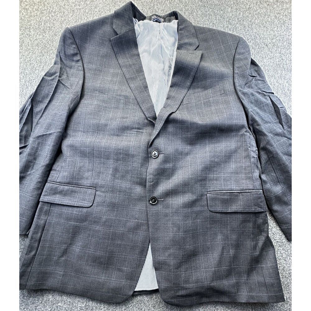 Tommy Hilfiger Blazer Men's 41 Black Squares Wool‎ Pockets Coat Jacket Business